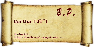 Bertha Pál névjegykártya